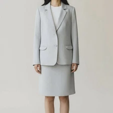 Liz Claiborne Suit 16 Jacket Skirt 2 pc Set Blue Tint Jacquard NEW READ