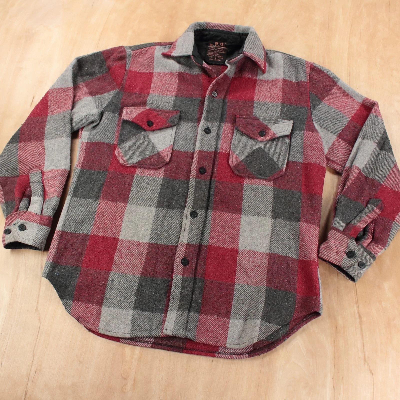 vtg 70s 80s CPO Alexanders acrylic wool linen blend flannel camp shirt MEDIUM