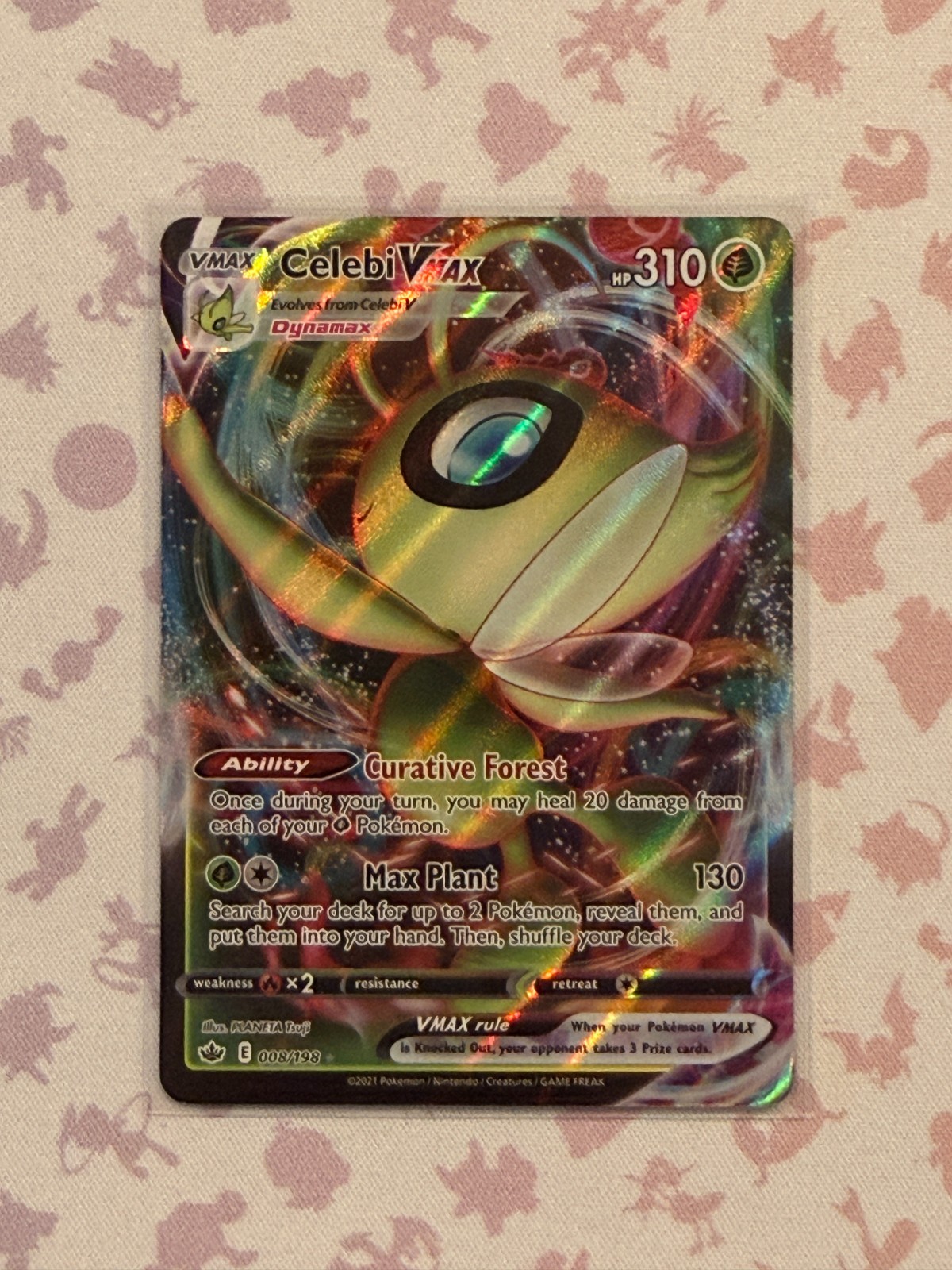 Pokemon Celebi VMAX 008/198 Swsh06: Sword & Shield - Chilling Reign Holo NM