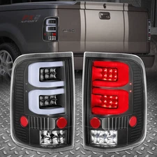 [DUAL LED C-TUBE BAR]FOR 04-08 FORD F150 LOBO TAIL LIGHT REAR BRAKE LAMPS BLACK