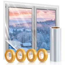 Window Insulation Kit, 87 × 394 Inch Plastic Window Covering for Winter, Wind...
