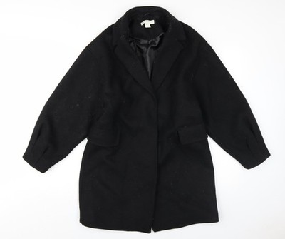H&M Damen Mantel schwarz Größe 12 Kragen gefüttert