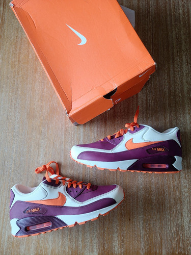 NEU Nike Air Max 90 Leder 2007 Herren 12 Schuhe 302519-181 DS Orange Burgund - Bild 2 von 5