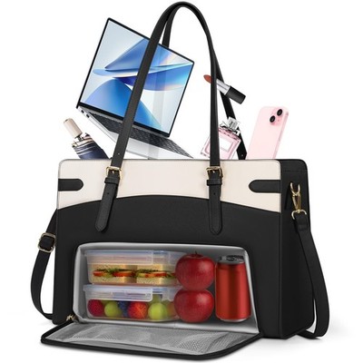 Lunch Tote Bag for Women 15.6 inch Laptop Bags with Insulated Lunch Compartme...