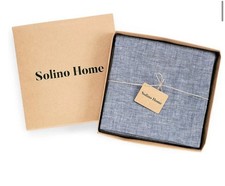 Solino Home Chambray Indigo Blue Linen Curtain 52 x 96 Inch. NIB. Free ship