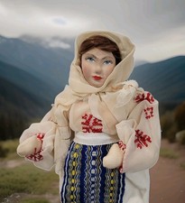 Vintage USSR Doll Soviet Toy 10.5" Tall Traditional Costume
