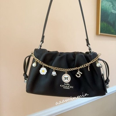 NWT Coach Faye Shoulder Bag With Ruching In Black CV529 | eBay