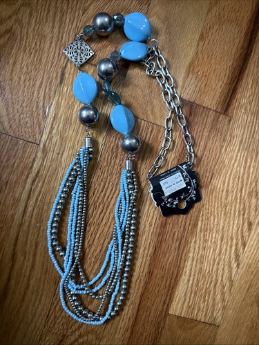 Sophi Ann Vintage Faux Turquoise Silver & Citrine Glass Stone Necklace Set N1-4 - Picture 5 of 5