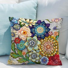 Velvet Boho Floral Garden Throw Pillow Covers, 18x18, Double-Sided, Set of 2