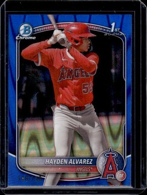 2025 Bowman #BCP-12 Hayden Alvarez Chrome Prospects Blue RayWave Refractor #/150
