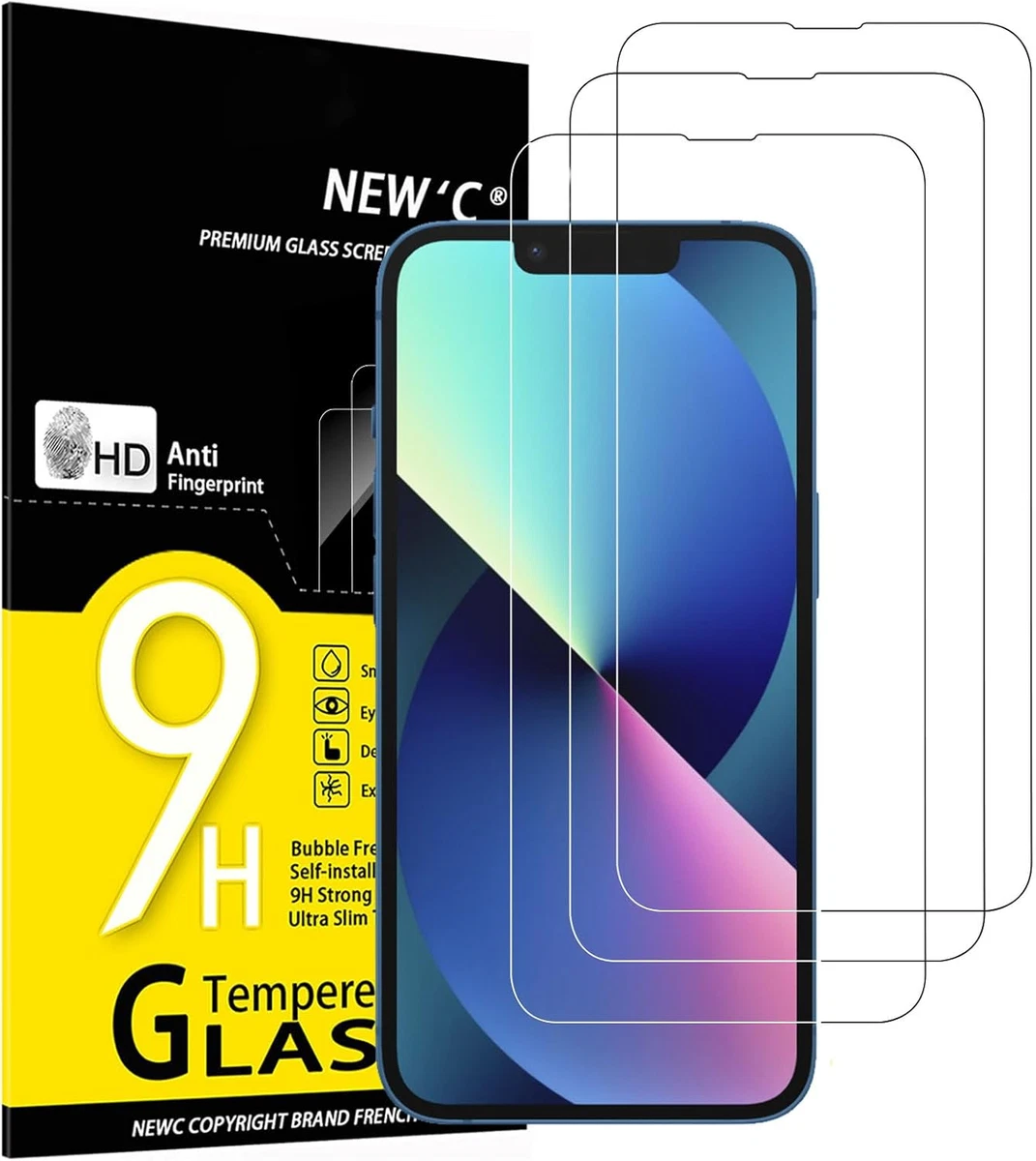 Fantastica protezione per schermo in vetro temperato nero 3D completo per Realme C21Y/C25Y