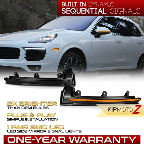 Sequential LED Side Mirror Smoke Turn Signal Light For 2015-2018 Cayenne 958.2