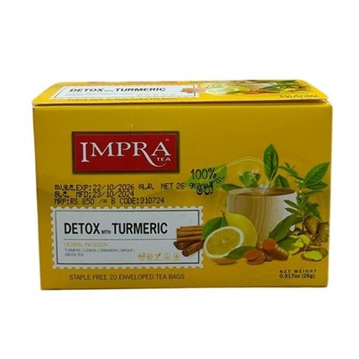 Impra Detox with Tumeric, Herbal Tea, 1. 3g /20ct/26 g (1 pack)