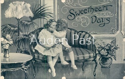 Vintage Sweetheart Day Postkarte Kinder Sofa E. L. P. Co. SERIE gedruckt Englan