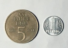 Lot 2 Coin East Germany 1 pfennig 1968 5 mark 1969