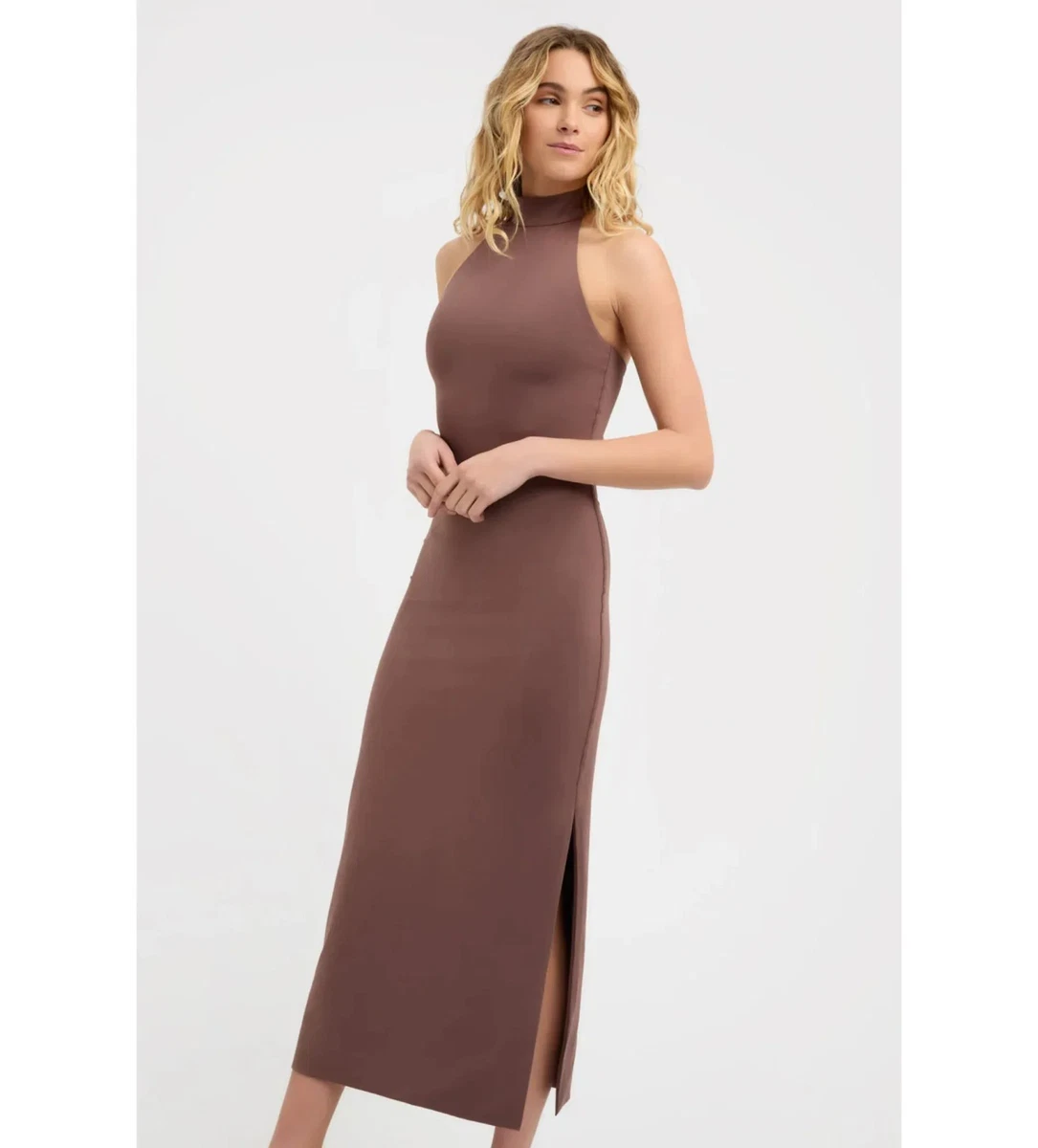 kookai brown halter dress Kookai Erica Halter Maxi Dress Brownie Size 34 / AU 6