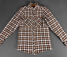 Craghoppers Quilted Lined Flannel Shirt Jacket Brown Check Snap Front Mens Small