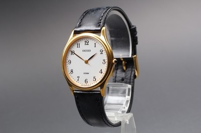 Citizen Exceed 0330-H08398 Y Gold Mens Qz Watch Vintage Near Mint From JAPAN