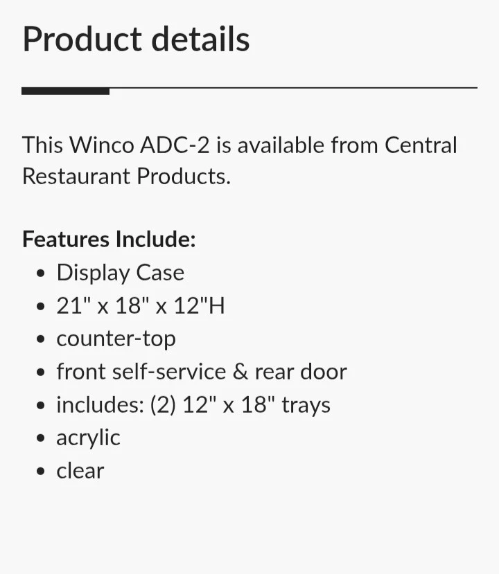 Winco ADC-2 Clear Counter Top 12" Display Case-ADC-2 - Image 3 of 3