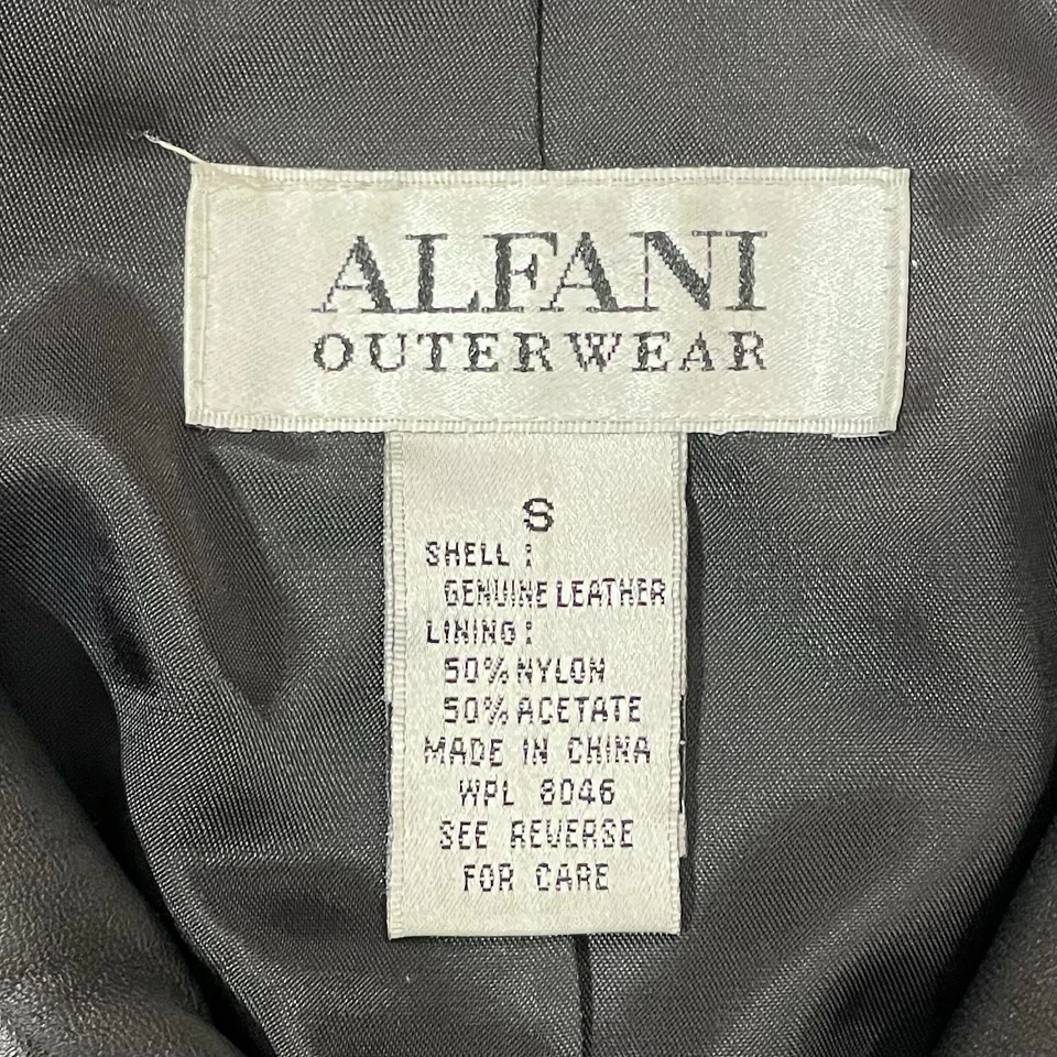 Chaqueta de cuero vintage Y2K Alfani para mujer talla pequeña 100 % cuero genuino Foto 3 de 4