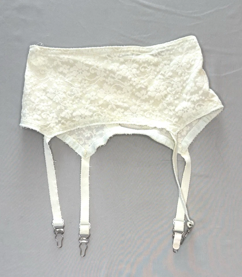 Vintage 1950's Lot of 2 Women's Ivory Stretch Lace Garter Belts 24" - Image 3 of 4
