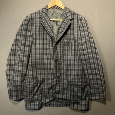Harridge Row at Bond's Men's Plaid Blazer Jacket Size 40 Regular Blue Gray VTG