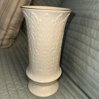 Lenox Porcelain Vase Autumn Leaves pattern, Ivory color with gold trim 9.5''