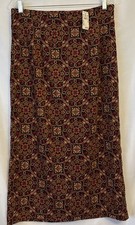 Christopher Banks Womens Maxi Skirt Intricate Red Brown Pattern Size 10 NWT