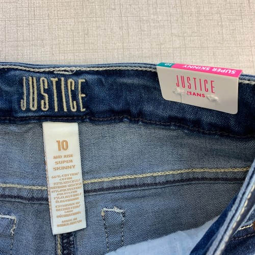 Justice Jeans Mid Rise Super Skinny Girls Youth 10 Distressed Stretch Denim - Picture 7 of 8