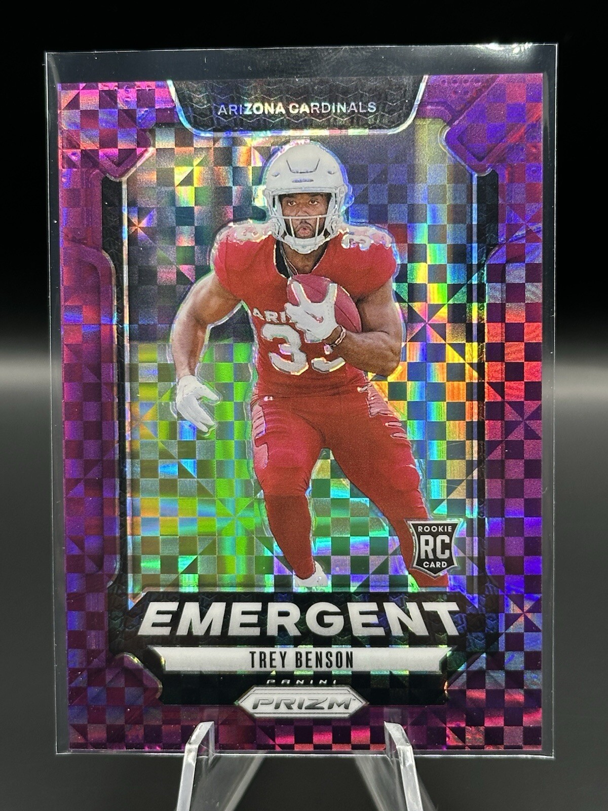 2024 Panini Prizm Trey Benson Emergent Purple Power /49 Cardinals Jersey Match!