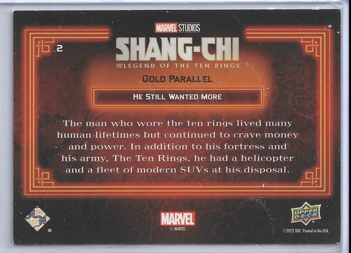 2023 Marvel Studios Shang-Chi Gold Parallel 2 103/299 NSC - Picture 2 of 2