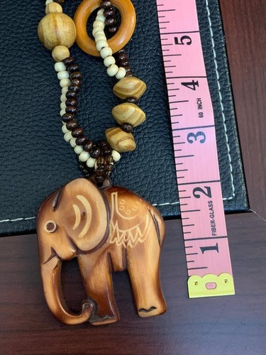 Collar Elefante Madera con Cuentas de Madera 24" Largo D-1377 - Imagen 9 de 10