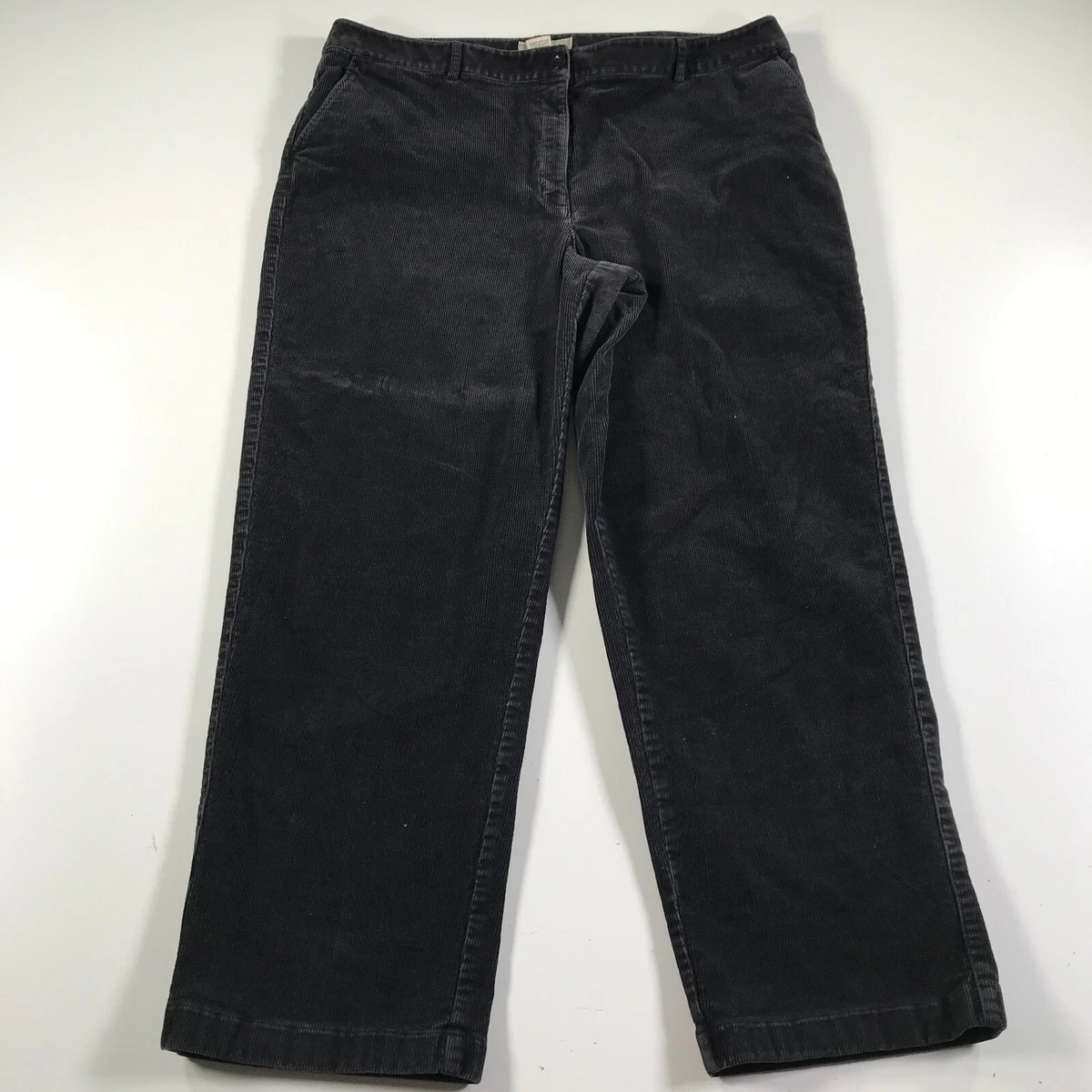 LL Bean Corduroy Pants Womens 18 Black Cotton Stretch Blend