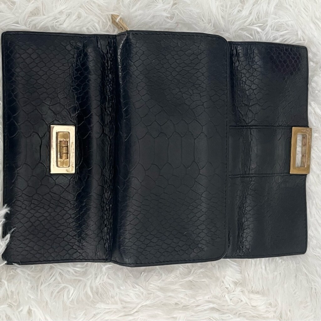 Danier Vintage Leather Python Embossed Black Wall… - image 9