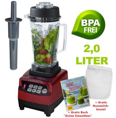 JTC Omniblend Power Mixer Blender Icecrusher rot 2,0l BPA-Frei +Smoothie  Buch
