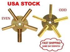 Universal Brass Clock Key for Winding Clocks 5 Prong Even & ODD Numbers