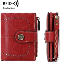 RFID Blocking Women Small Leather Wallet Credit Card Holder Mini Bifold Purse US
