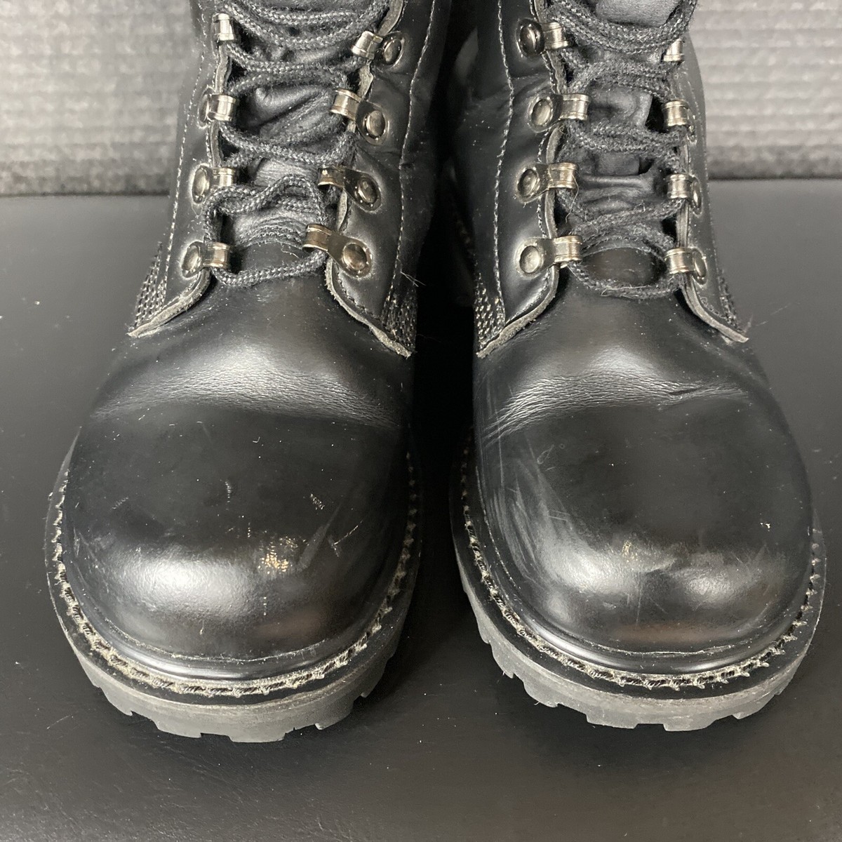 個人装備 ATTACHMENT VAQUETA LEATHER COMBAT BOOTS VINTAGE MEN'S GERMAN COMBAT BOOTS ECHTES LEDER SIZE 5 COWHIDE