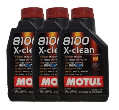 Huile Moteur Motul 8100 X-clean 5W-40 HC Synthèse 3x1 L BMW LL-04 Neuf - Photo 1/3