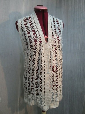 white crochet vest