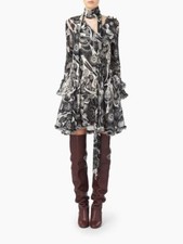 NWT $2495.00 Chloe  Black & White Dress With Flower Print  Size 38/ US 6