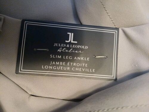 J & L Atelier Womens High Waist Slim Leg Pants Size Lg GRAY Trousers Pockets - Picture 5 of 15