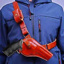 Leather Chest Holster Fits Ruger GP100, SP101 - Genuine Leather - Handmade