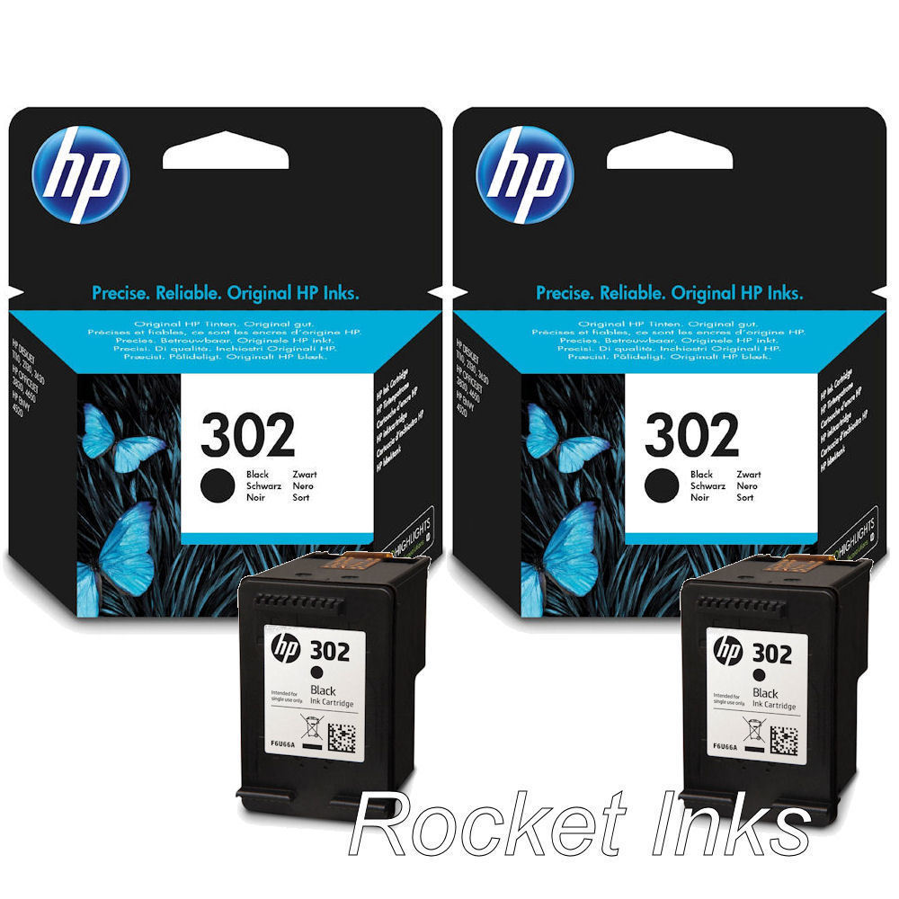2x HP 302 Black Ink Cartridges For DeskJet 3630 Inkjet Printer
