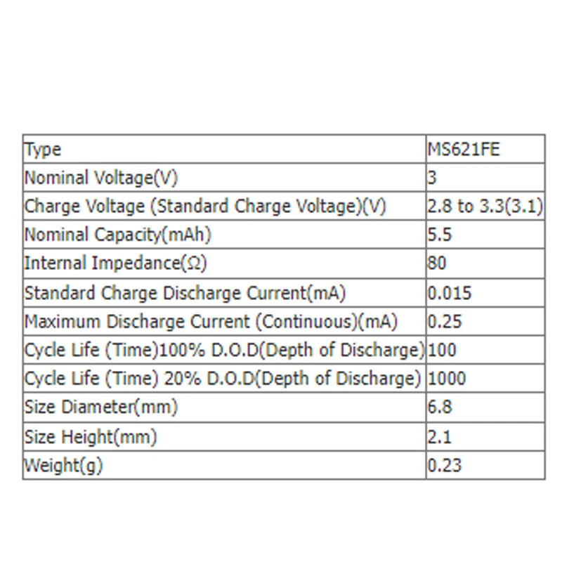 100 PCS 3V MS621FE FL11E Rechargeable 5.5mAh Battery Coin Button Cell Navigation - Image 3 of 4