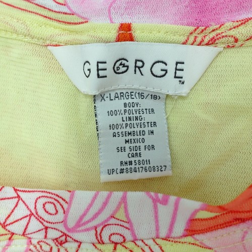 George Blusa Top Donna Tg XL Giallo Rosa Floreale Manica Corta Poliestere - Foto 2 di 5