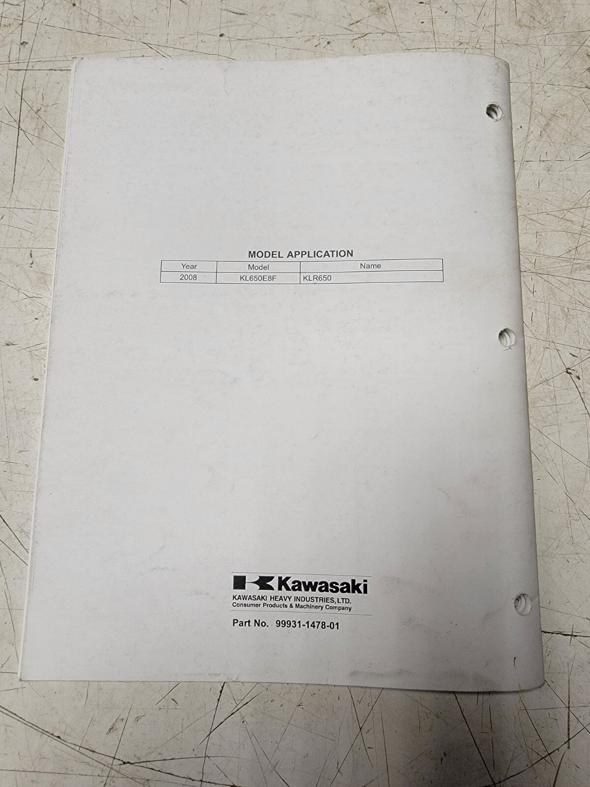 2008 Kawasaki KLR650 Dealer's Assembly Manual 99931-1478-01 | eBay