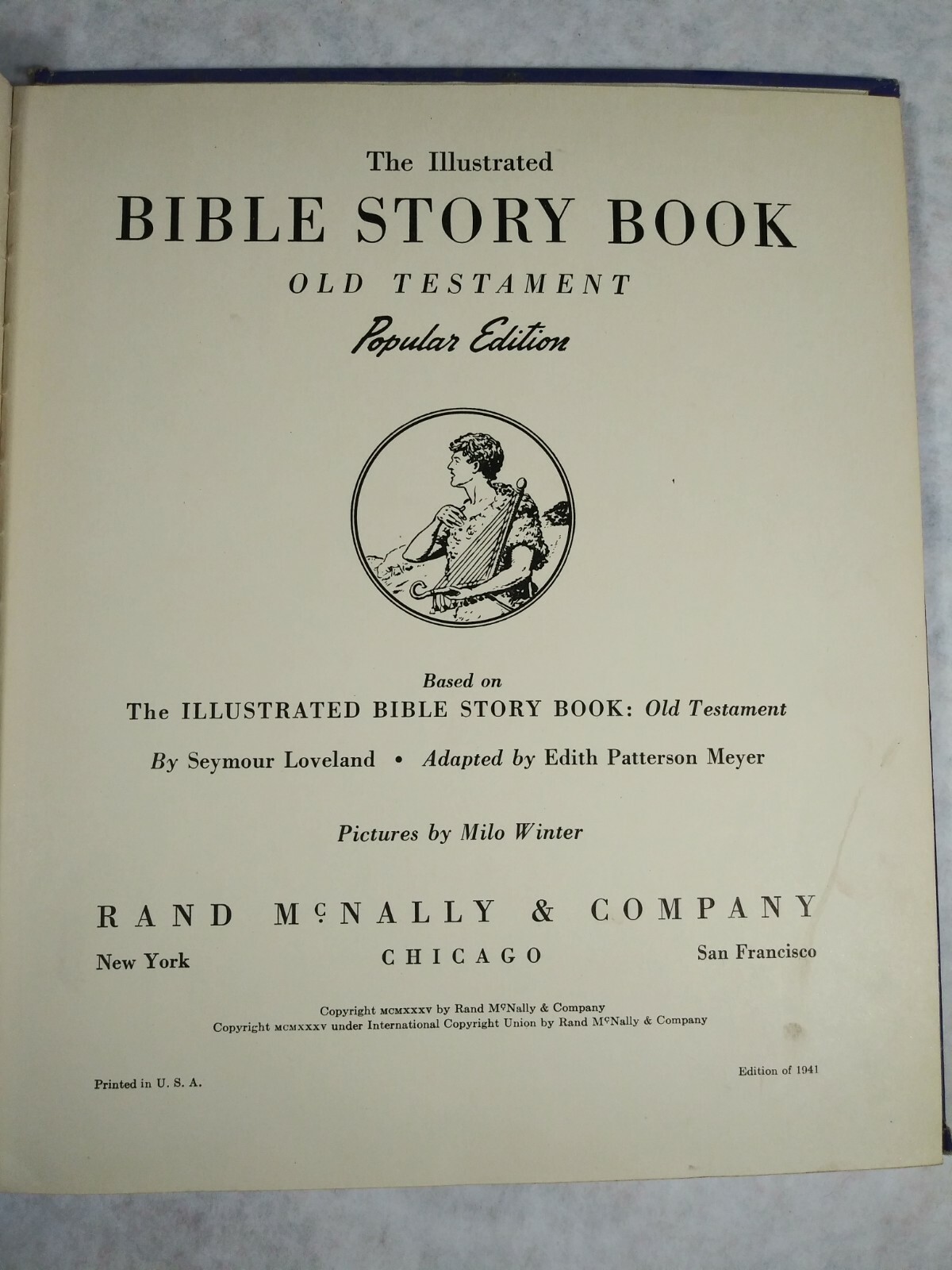 Illustrated Bible Story Book Old Testament 1941 Seymour Loveland Milo