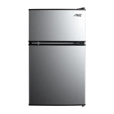 [US WAREHOUSE] 3.2 Cu ft Two Door Mini Fridge with Freezer, Stainless