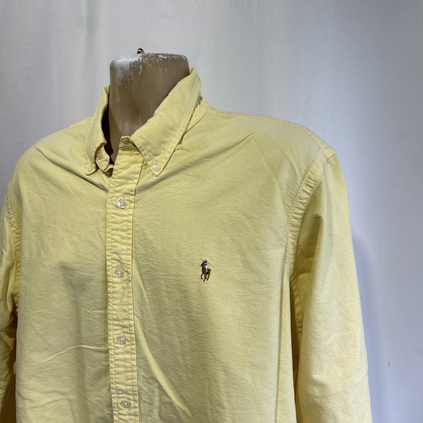 Polo Ralph Lauren camicia uomo taglia XXL gialla Oxford carne pony abito casual preppy
